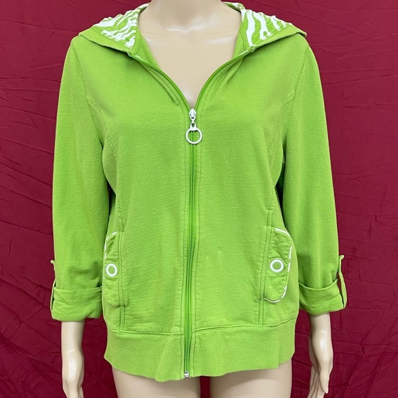 Vintage Cotton ¾ sleeve roll tab hoodie size Large - Picture 1 of 7